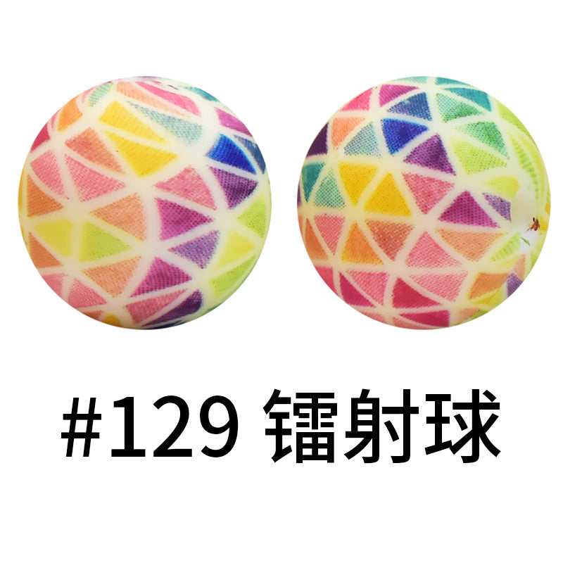 Wholesale 50pcs 16mm Print Silicone Beads Colorful Silicone Water Transfer Beads